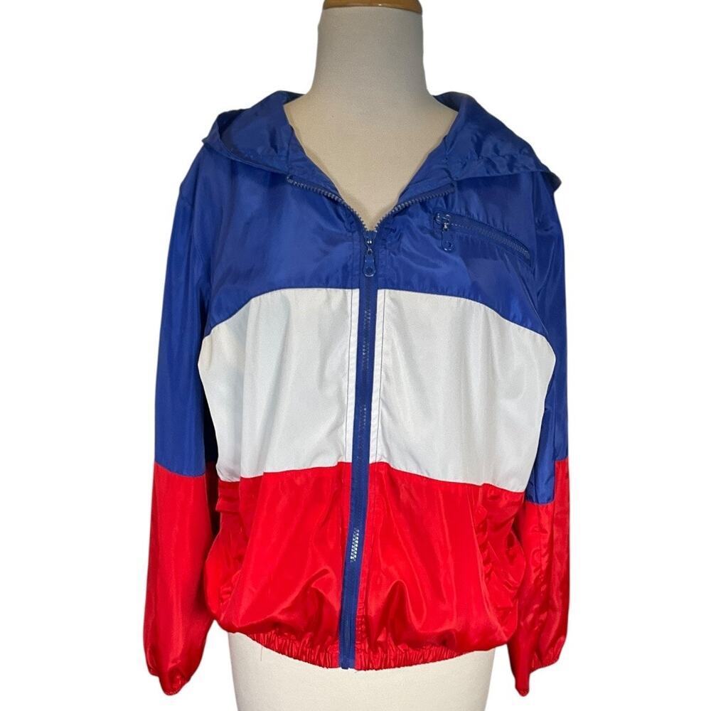 Brandy Melville Colorblock Windbreaker Retro 90s Y2K Lightweight One Size Blue